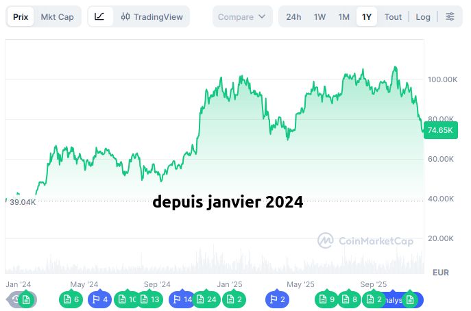 bitcoin depuis janvier 2024