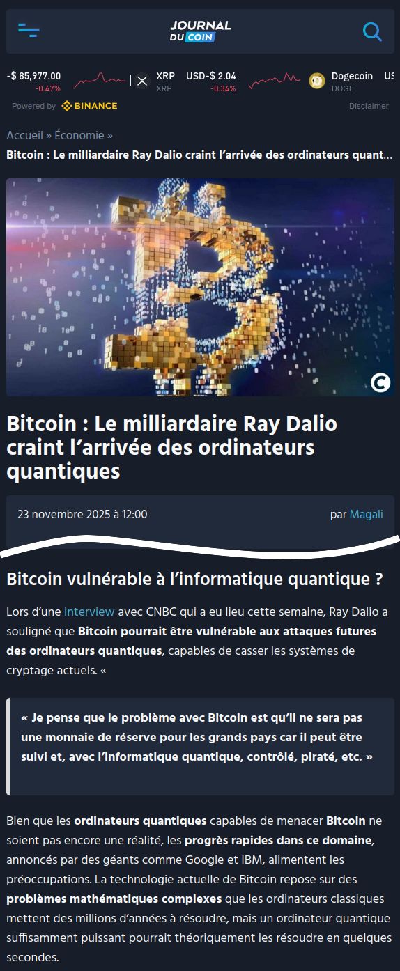 Le Bitcoin face aux ordinateurs quantiques